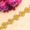 2 Yards Emmaline’s Four Petal Flower Rhinestone Trim with Iron On Backing Gold 1.5 inch Wide
